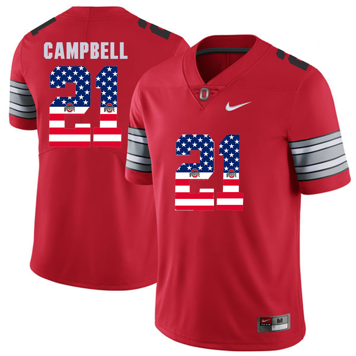 Men Ohio State 21 Gampbell Red Flag Customized NCAA Jerseys